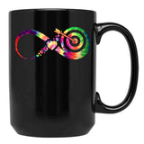 Archery Infinity Tie Dye Black Coffee Mug, Gift Coffee Mug