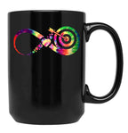 Archery Infinity Tie Dye Black Coffee Mug, Gift Coffee Mug