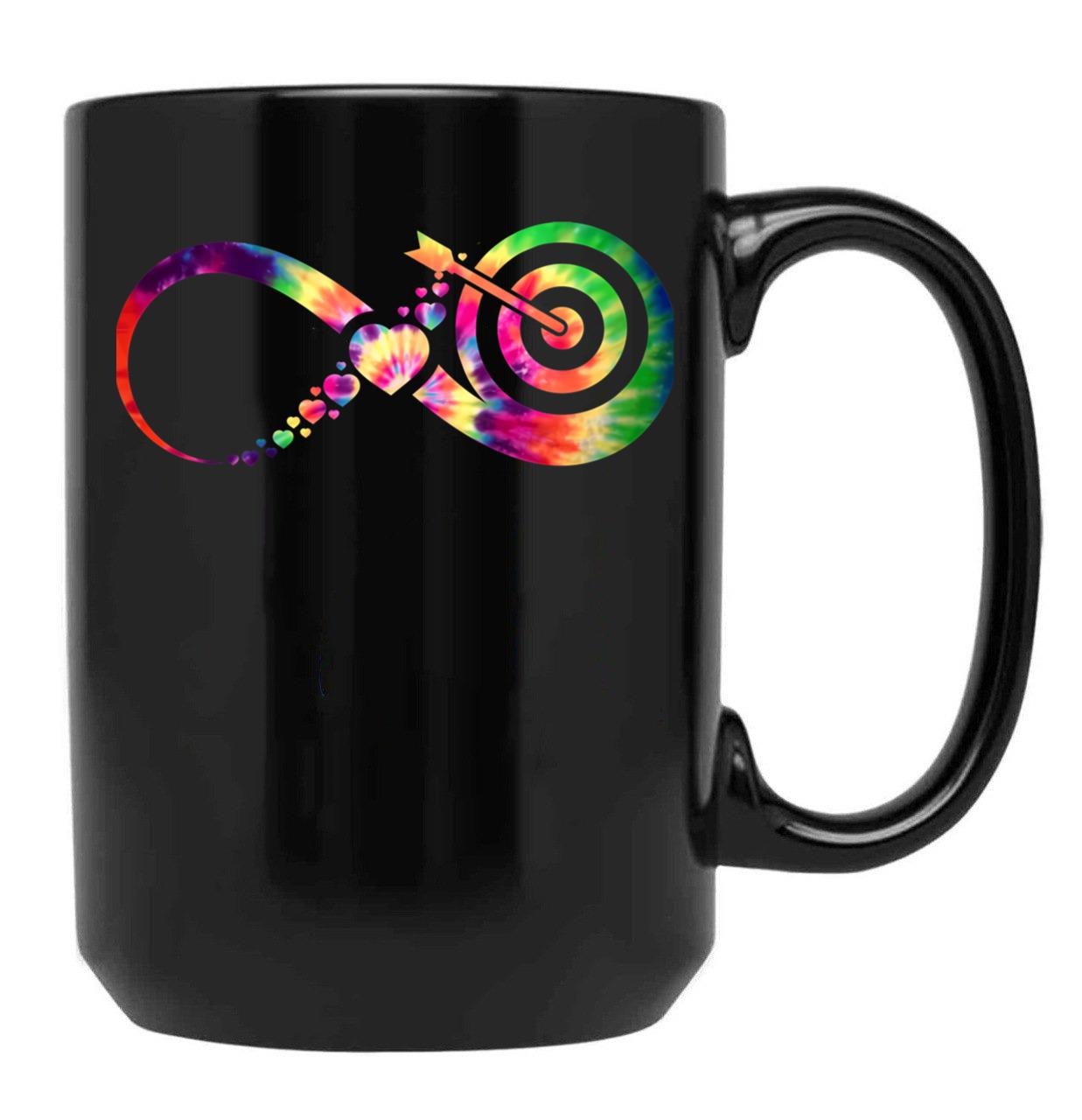 Archery Infinity Tie Dye Black Coffee Mug, Gift Coffee Mug