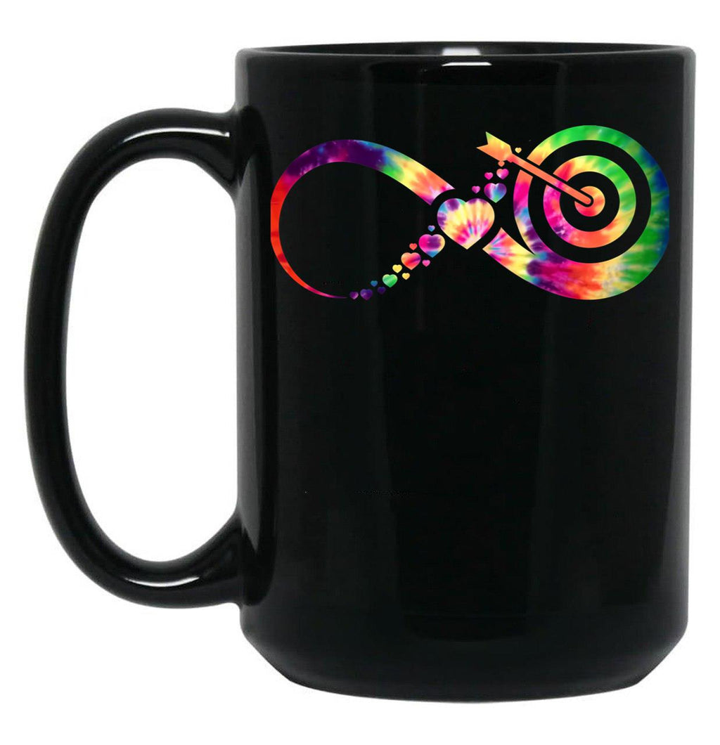 Archery Infinity Tie Dye Black Coffee Mug, Gift Coffee Mug