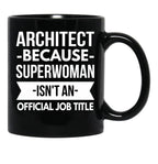 Architect Superwoman Black Coffee Mug, Gift Coffee Mug - Black