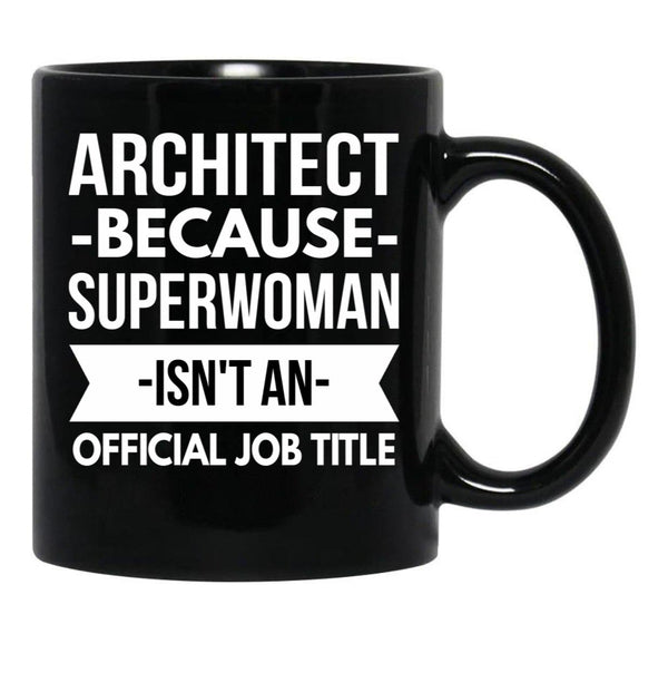 Architect Superwoman Black Coffee Mug, Gift Coffee Mug - Black