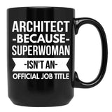Architect Superwoman Black Coffee Mug, Gift Coffee Mug