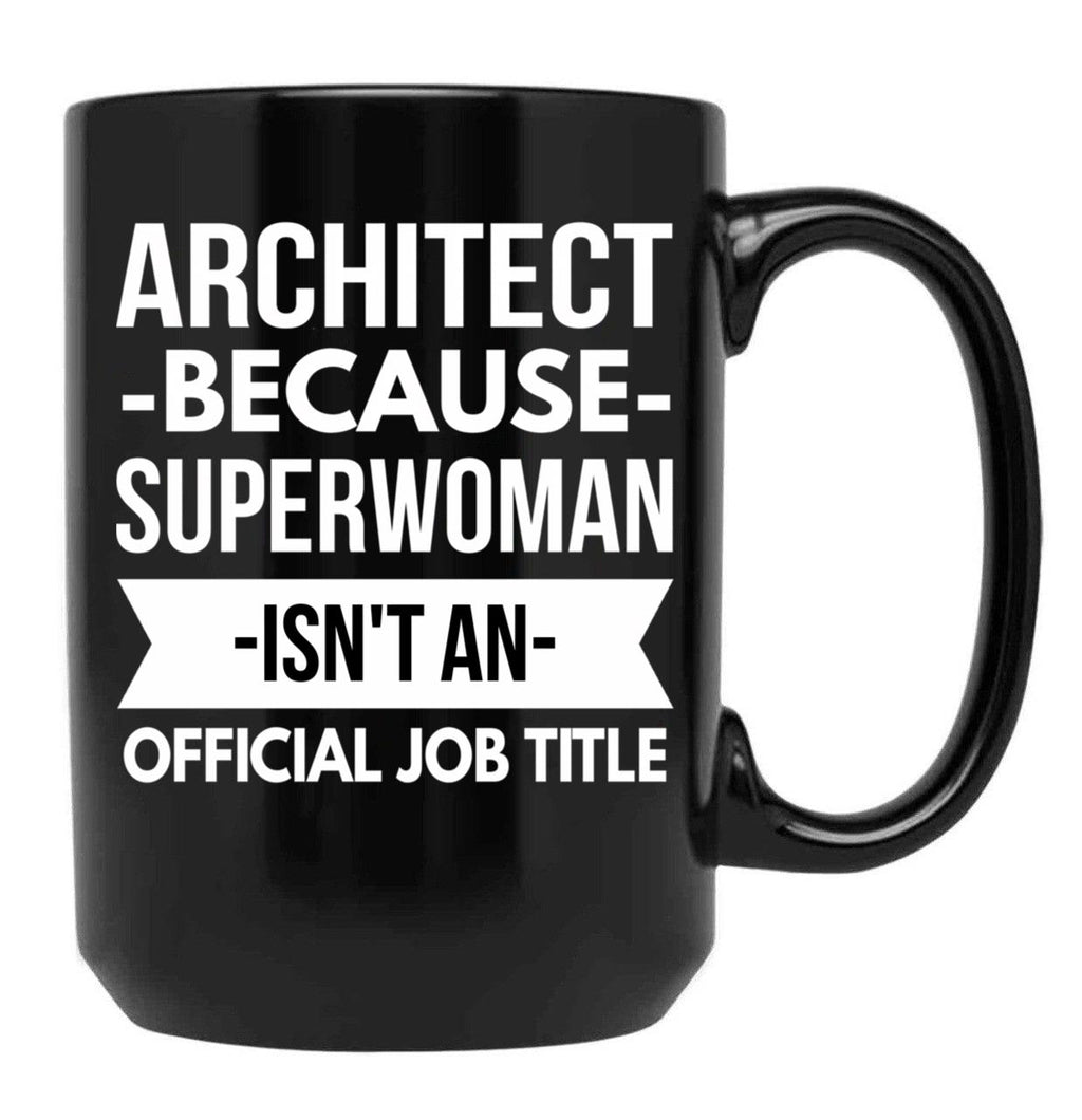 Architect Superwoman Black Coffee Mug, Gift Coffee Mug