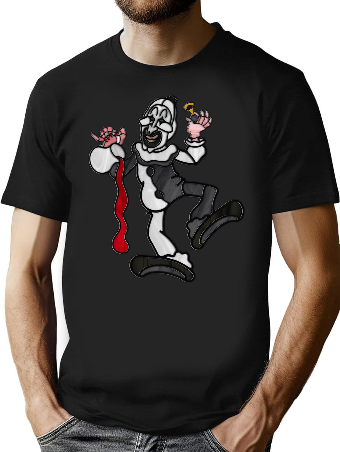 Art Crispies - Art The Clown (Digital Stained Glass) T-Shirt for Men & Women, T-Shirts Graphic Tee - Black