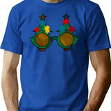 Art The Clown - Christmas Tree Sunglasses (Digital Stained Glass) T-Shirt for Men & Women, T-Shirts Graphic Tee - Blue