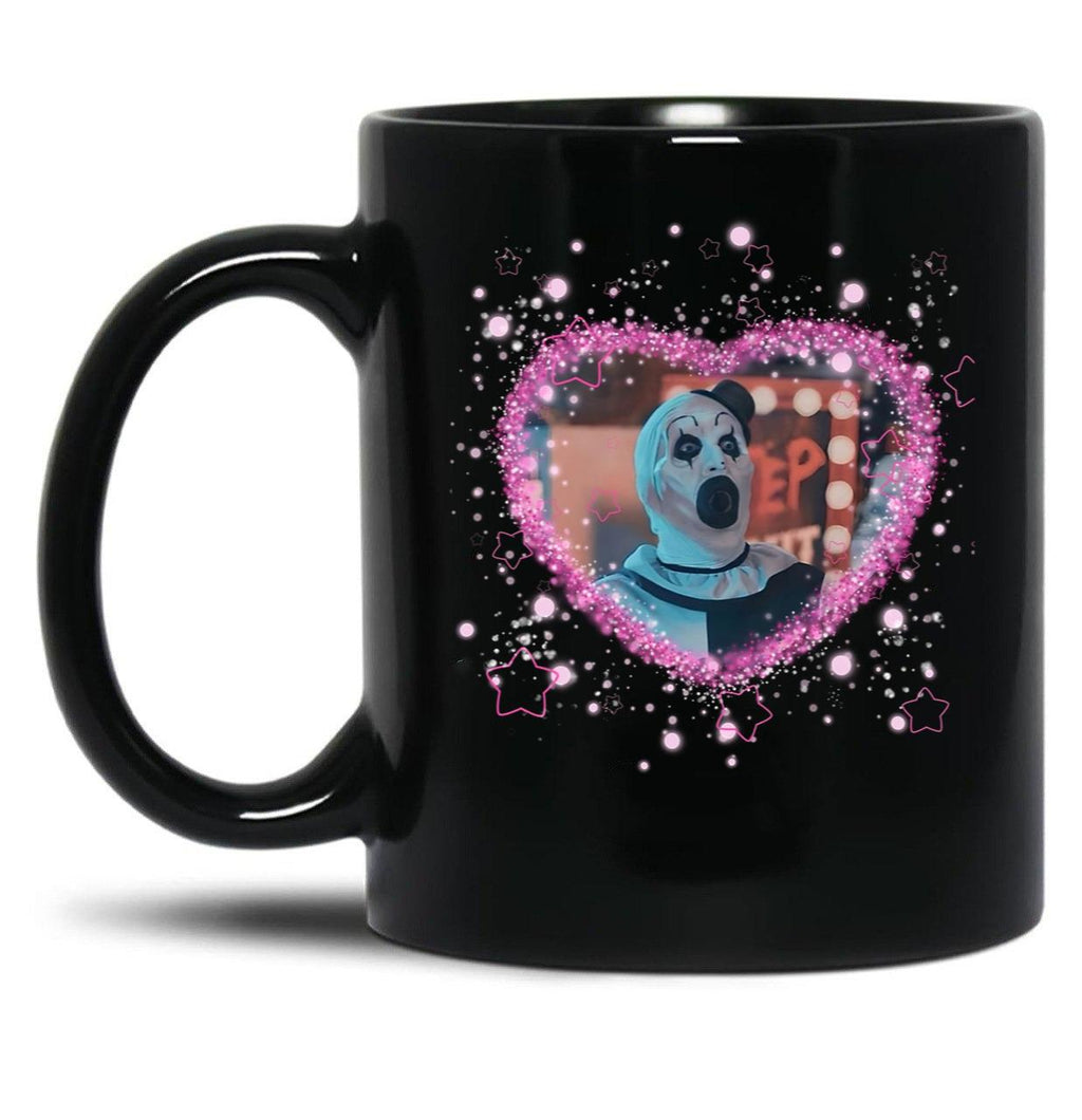 Art The Clown Heart Frame Black Coffee Mug, Gift Coffee Mug