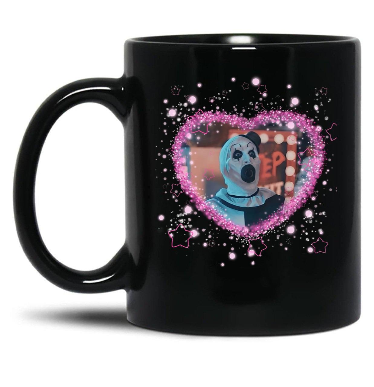 Art The Clown Heart Frame Black Coffee Mug, Gift Coffee Mug