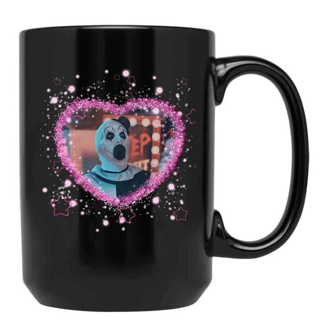 Art The Clown Heart Frame Black Coffee Mug, Gift Coffee Mug