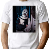 Art The Clown Says Cheeese T-Shirt for Men & Women, T-Shirts Graphic Tee - White