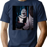 Art The Clown Says Cheeese T-Shirt for Men & Women, T-Shirts Graphic Tee - Navy