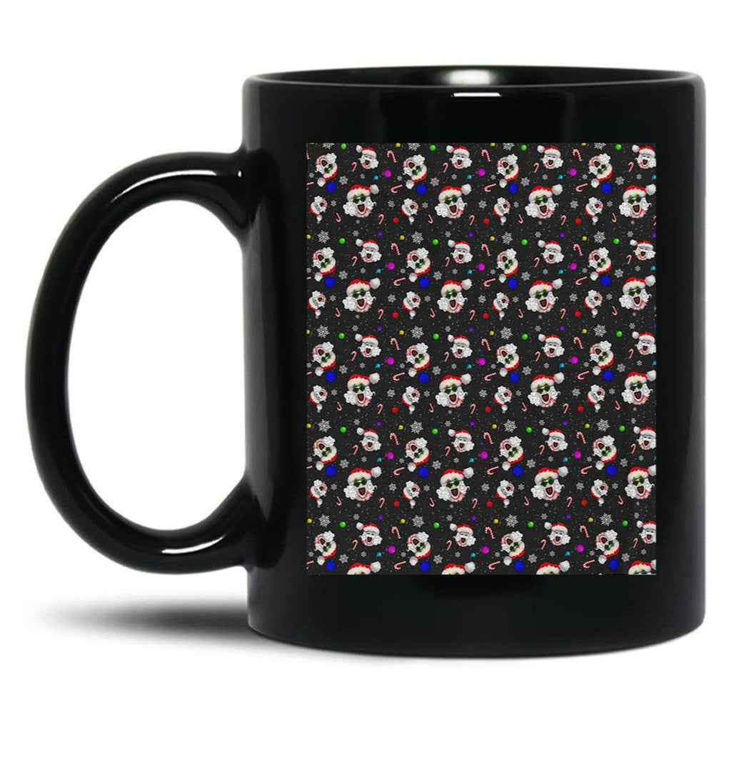 Art The Clown Terrifier 3 Christmas Pattern Black Coffee Mug, Gift Coffee Mug