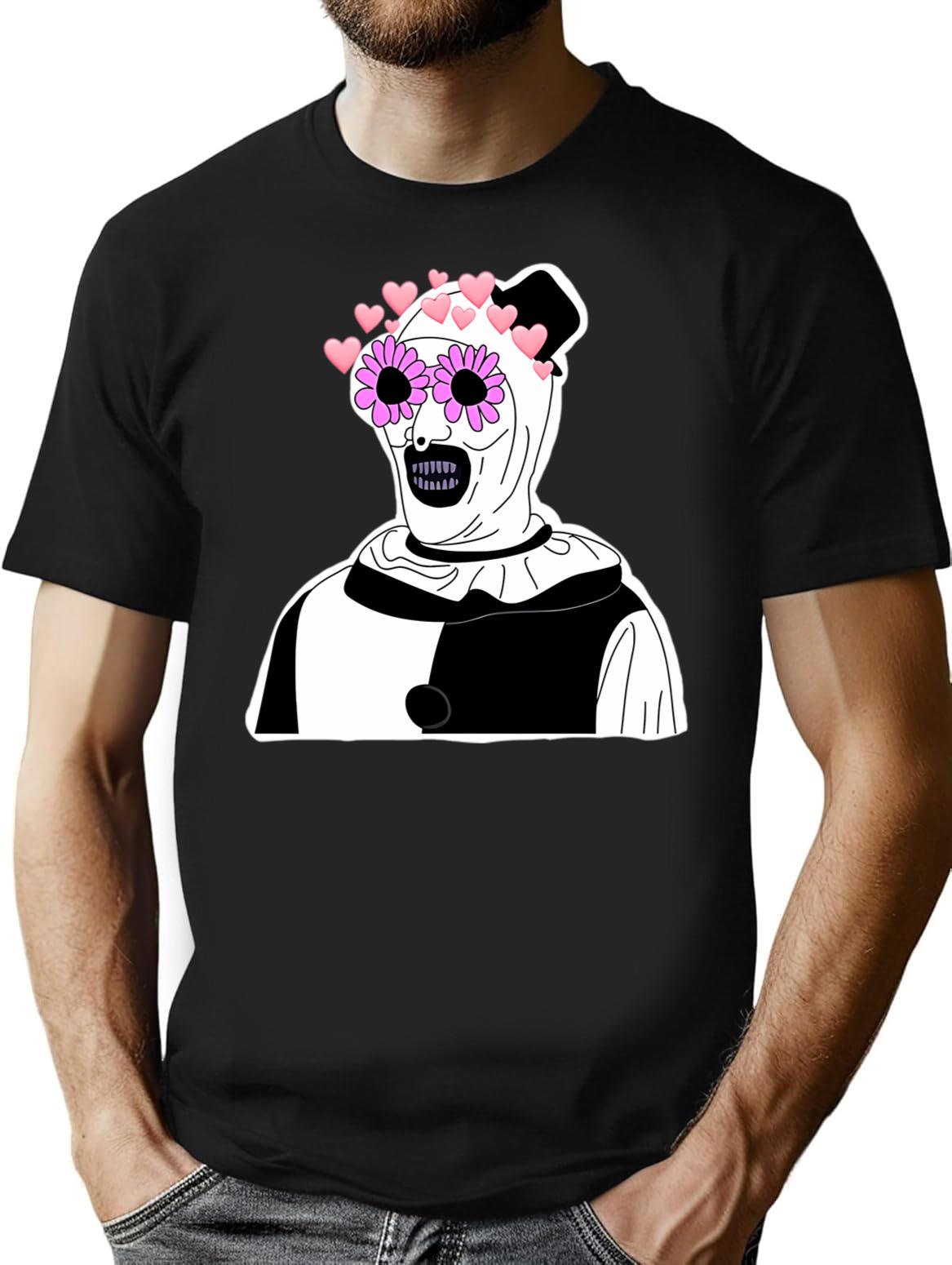 Art The Clown Terrifier Cute Pink Horror T-Shirt for Men & Women, T-Shirts Graphic Tee - Black