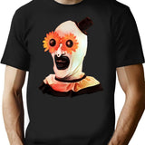 Art The Clown The Creepy Withe Flower Glasses T-Shirt for Men & Women, T-Shirts Graphic Tee - Black