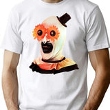 Art The Clown The Creepy Withe Flower Glasses T-Shirt for Men & Women, T-Shirts Graphic Tee - White