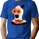 Art The Clown The Creepy Withe Flower Glasses T-Shirt for Men & Women, T-Shirts Graphic Tee - Blue