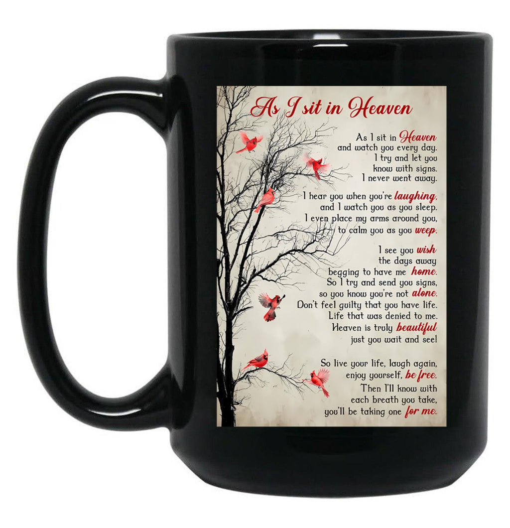 As I Sit In Heaven Poem Poster Black Coffee Mug