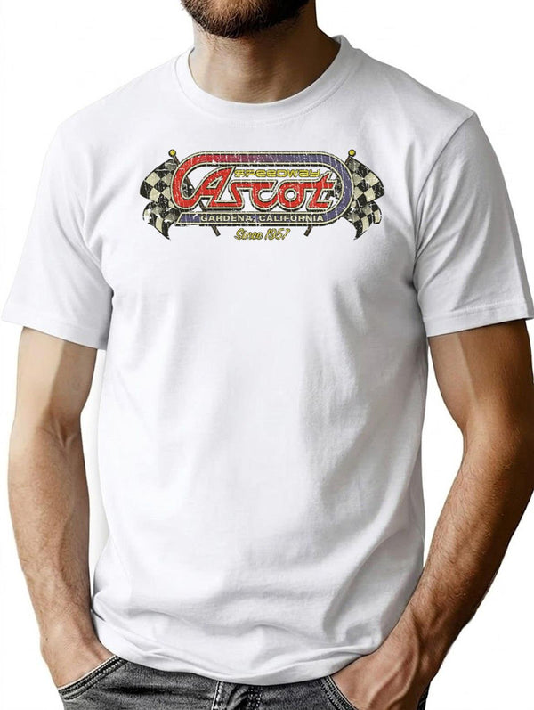 Ascot Speedway 1957 Long  Premium Heavyweight Cotton T-Shirt - White