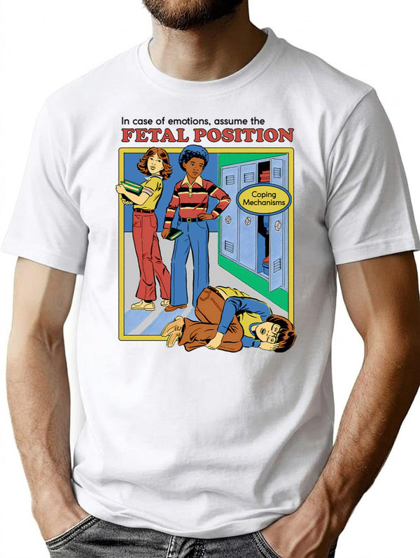 Assume The Fetal Position T-Shirt for Men & Women, T-Shirts Graphic Tee - White