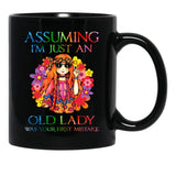 Assuming I'M Just An Old Lady Was Your First Mistake Funny Gift T Shirt Black Coffee Mug, Gift Coffee Mug - Black