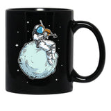 Astronaut Playing Violin Music Violin Lover Black Coffee Mug, Gift Coffee Mug - Black