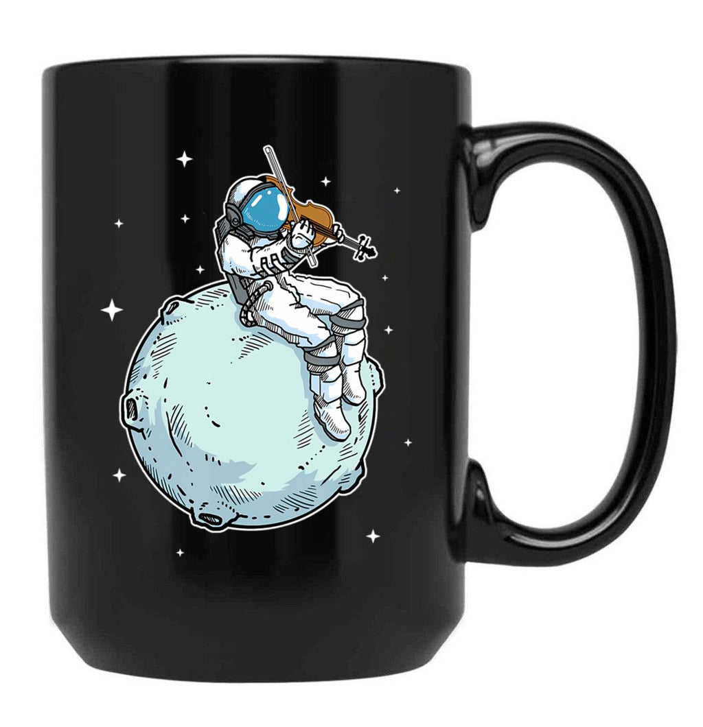 Astronaut Playing Violin Music Violin Lover Black Coffee Mug, Gift Coffee Mug