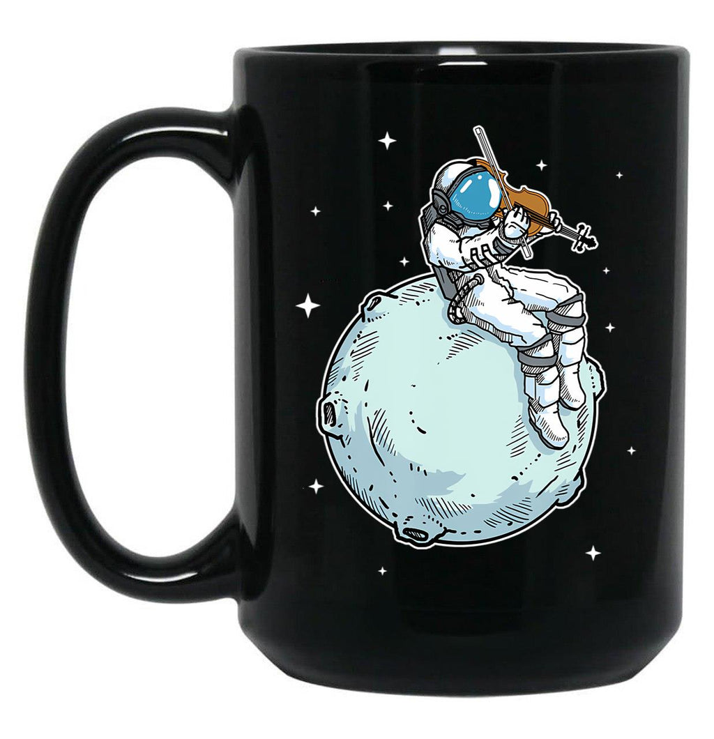 Astronaut Playing Violin Music Violin Lover Black Coffee Mug, Gift Coffee Mug