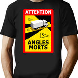 Attention Angles Morts T-Shirt for Men & Women, T-Shirts Graphic Tee - Black