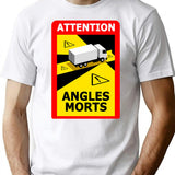 Attention Angles Morts T-Shirt for Men & Women, T-Shirts Graphic Tee - White