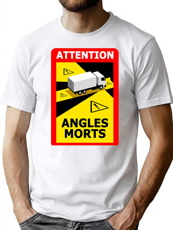 Attention Angles Morts T-Shirt for Men & Women, T-Shirts Graphic Tee - White