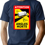 Attention Angles Morts T-Shirt for Men & Women, T-Shirts Graphic Tee - Navy