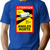 Attention Angles Morts T-Shirt for Men & Women, T-Shirts Graphic Tee - Blue