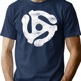Audiophile 45 Adapter (White Distressed Design) T-Shirt for Men & Women, T-Shirts Graphic Tee - Navy
