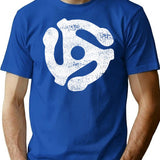 Audiophile 45 Adapter (White Distressed Design) T-Shirt for Men & Women, T-Shirts Graphic Tee - Blue