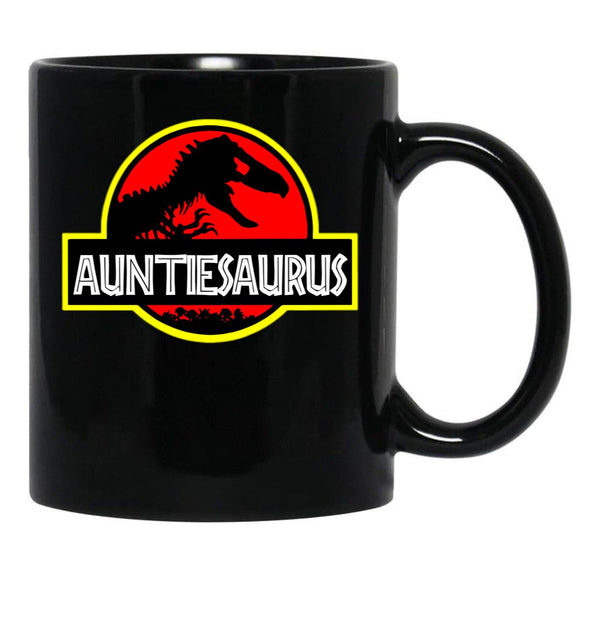 Auntiesaurus Rex - Funny Auntie Shirts Black Coffee Mug, Gift Coffee Mug - Black
