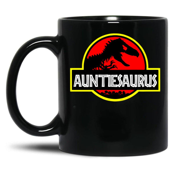 Auntiesaurus Rex - Funny Auntie Shirts Black Coffee Mug, Gift Coffee Mug - Black