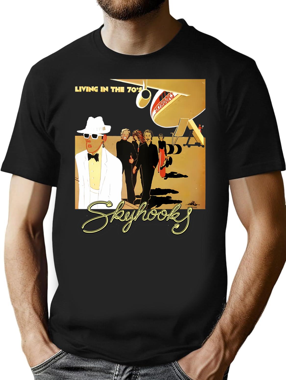 Ausrock 08 Skyhooks Vintage Living In The 70'S T-Shirt for Men & Women, T-Shirts Graphic Tee - Black