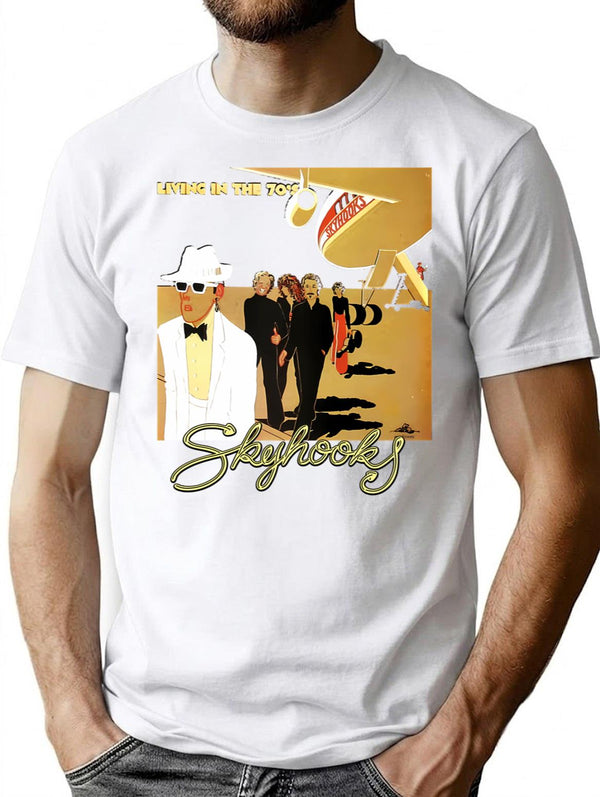 Ausrock 08 Skyhooks Vintage Living In The 70'S T-Shirt for Men & Women, T-Shirts Graphic Tee - White
