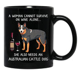 Australian Cattle Dog And Wine Funny Dog Black Coffee Mug, Gift Coffee Mug - Black