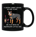 Australian Cattle Dog And Wine Funny Dog Black Coffee Mug, Gift Coffee Mug - Black