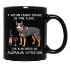 Australian Cattle Dog And Wine Funny Dog Black Coffee Mug, Gift Coffee Mug - Black