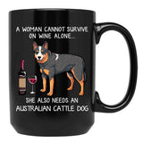 Australian Cattle Dog And Wine Funny Dog Black Coffee Mug, Gift Coffee Mug