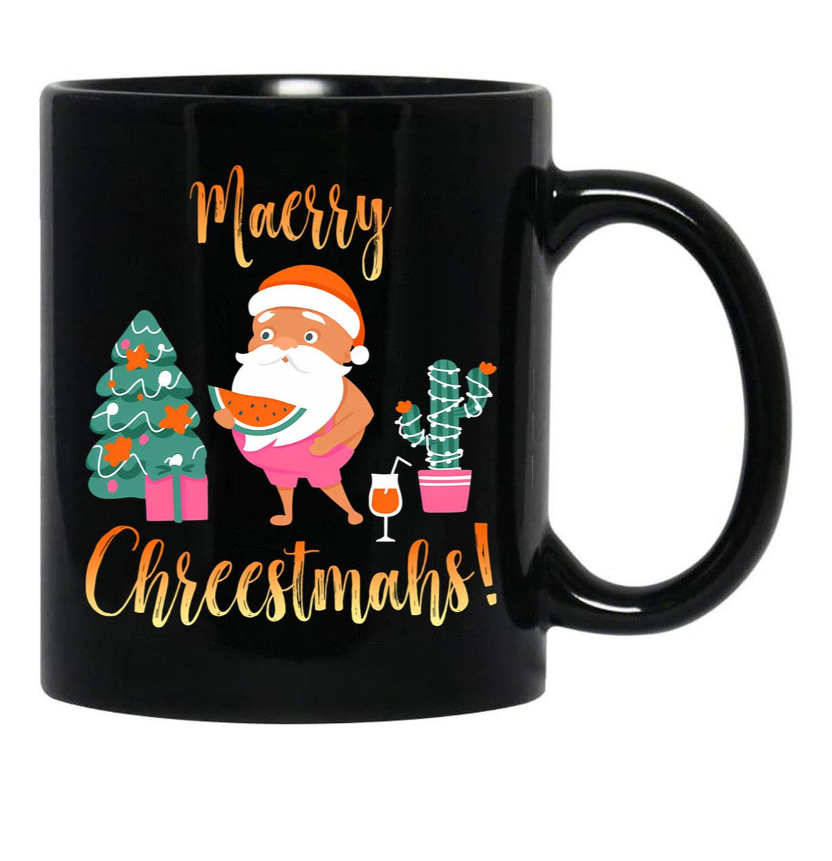 Australian Christmas Black Coffee Mug, Gift Coffee Mug - Black