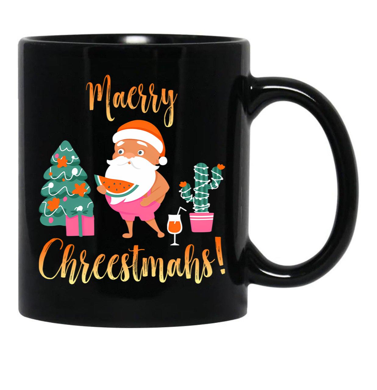 Australian Christmas Black Coffee Mug, Gift Coffee Mug - Black