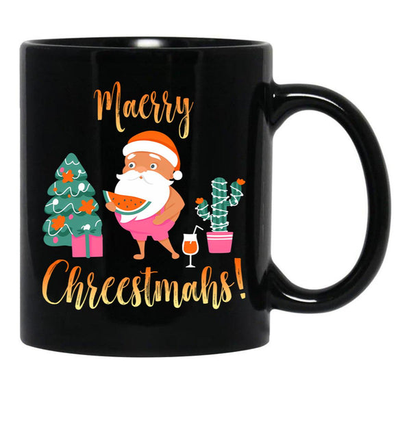 Australian Christmas Black Coffee Mug, Gift Coffee Mug - Black