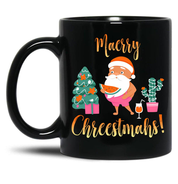 Australian Christmas Black Coffee Mug, Gift Coffee Mug - Black
