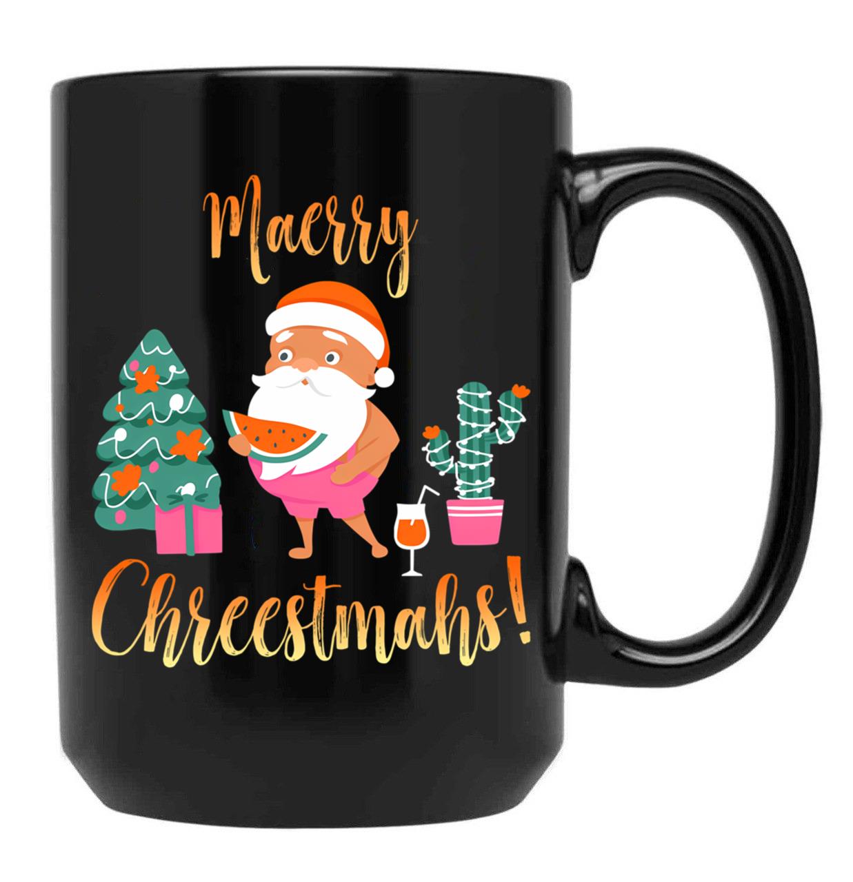 Australian Christmas Black Coffee Mug, Gift Coffee Mug