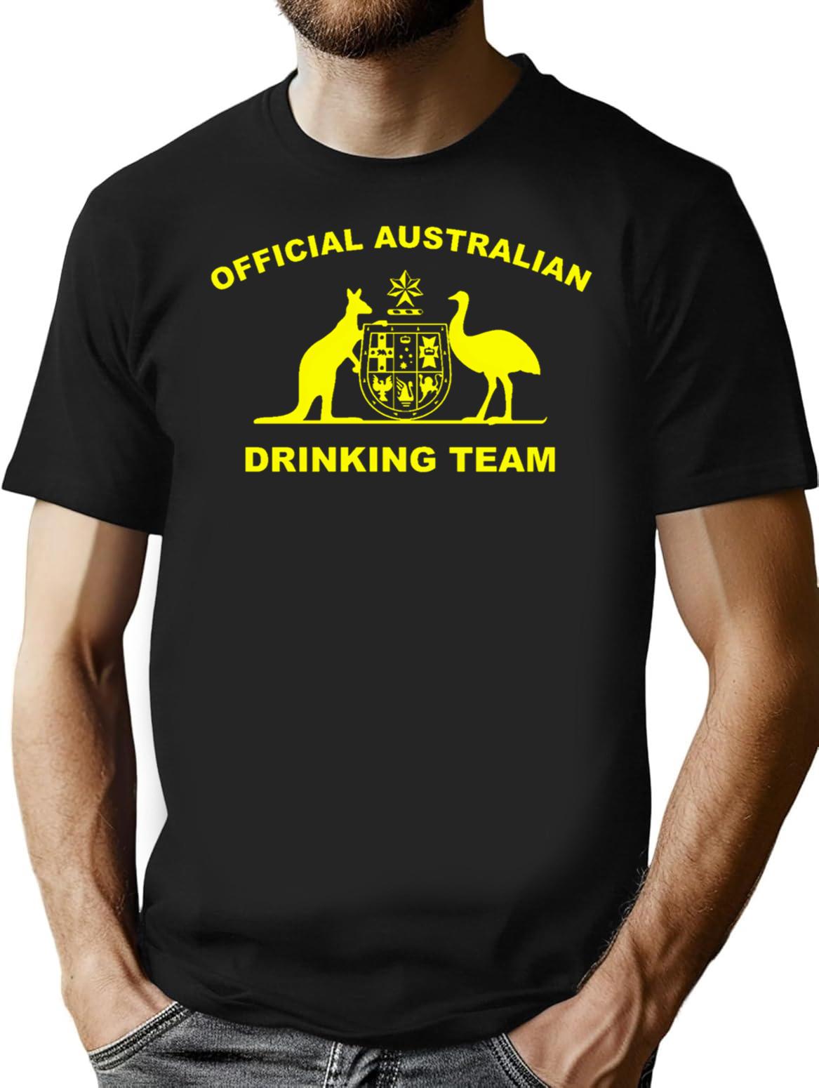 Australian Drinking Team T-Shirt for Men & Women, T-Shirts Graphic Tee - Black