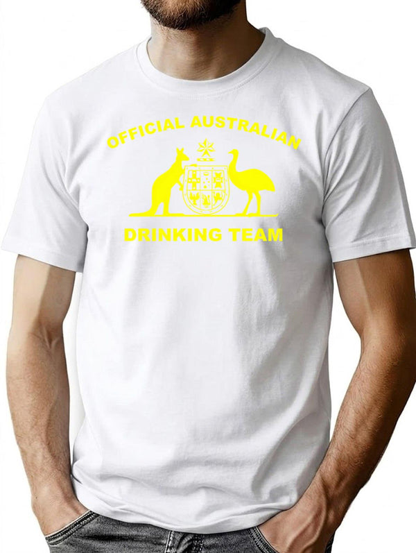 Australian Drinking Team T-Shirt for Men & Women, T-Shirts Graphic Tee - White