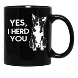 Australian Shepherd Herding Dog Funny I Herd You Mom Dad Black Coffee Mug, Gift Coffee Mug - Black